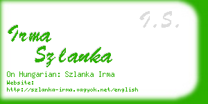 irma szlanka business card